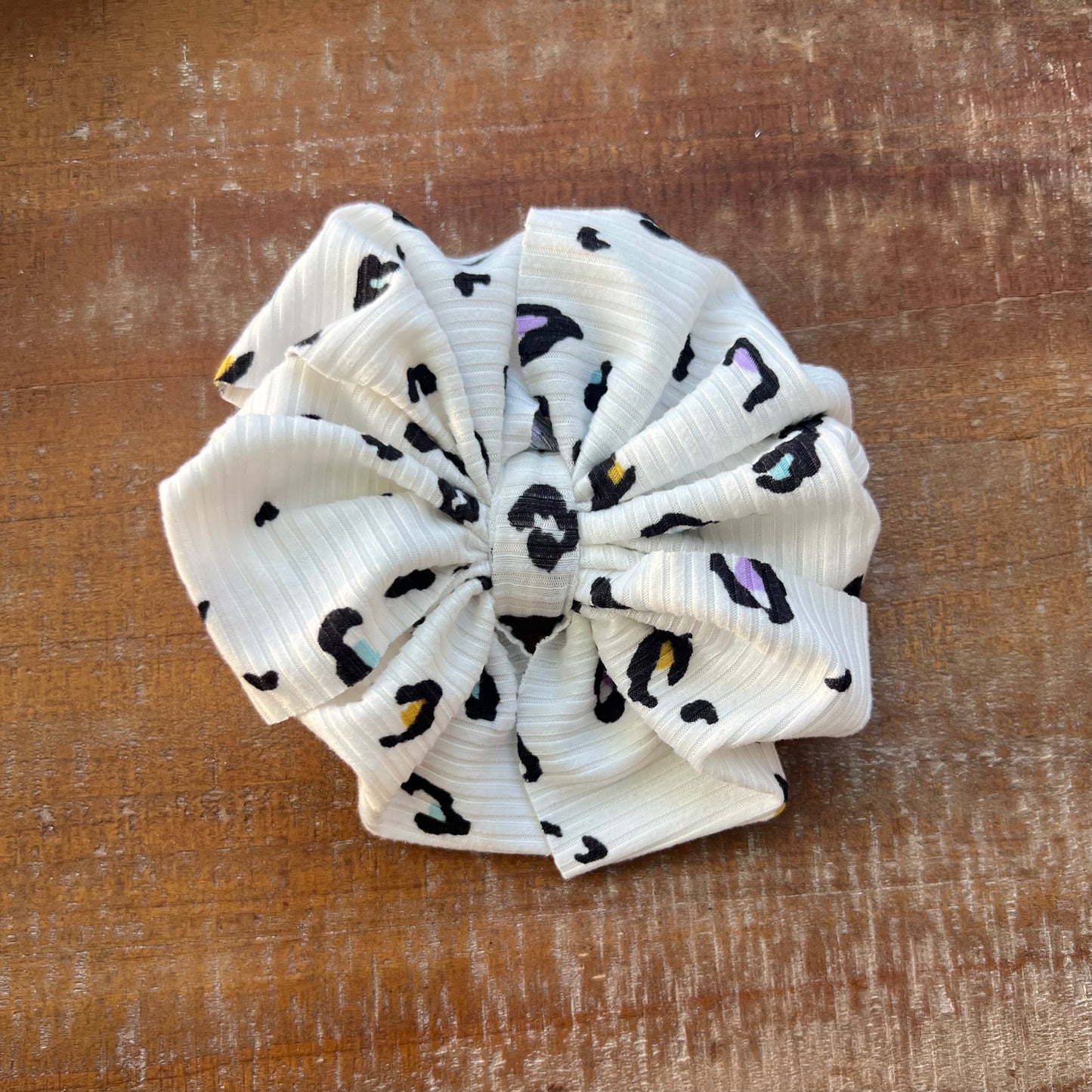Pastel Leopard Ribbed Messy Bows