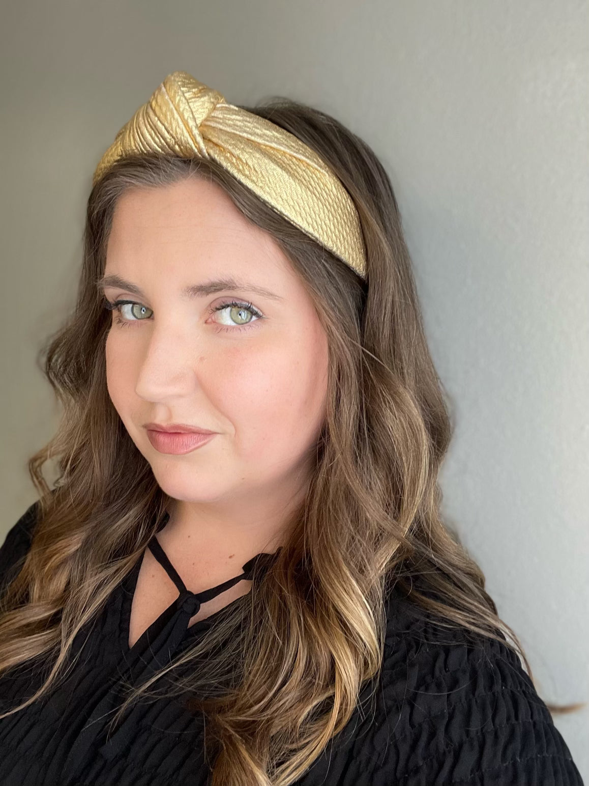 Shiny Gold Pleather Knotted Headband