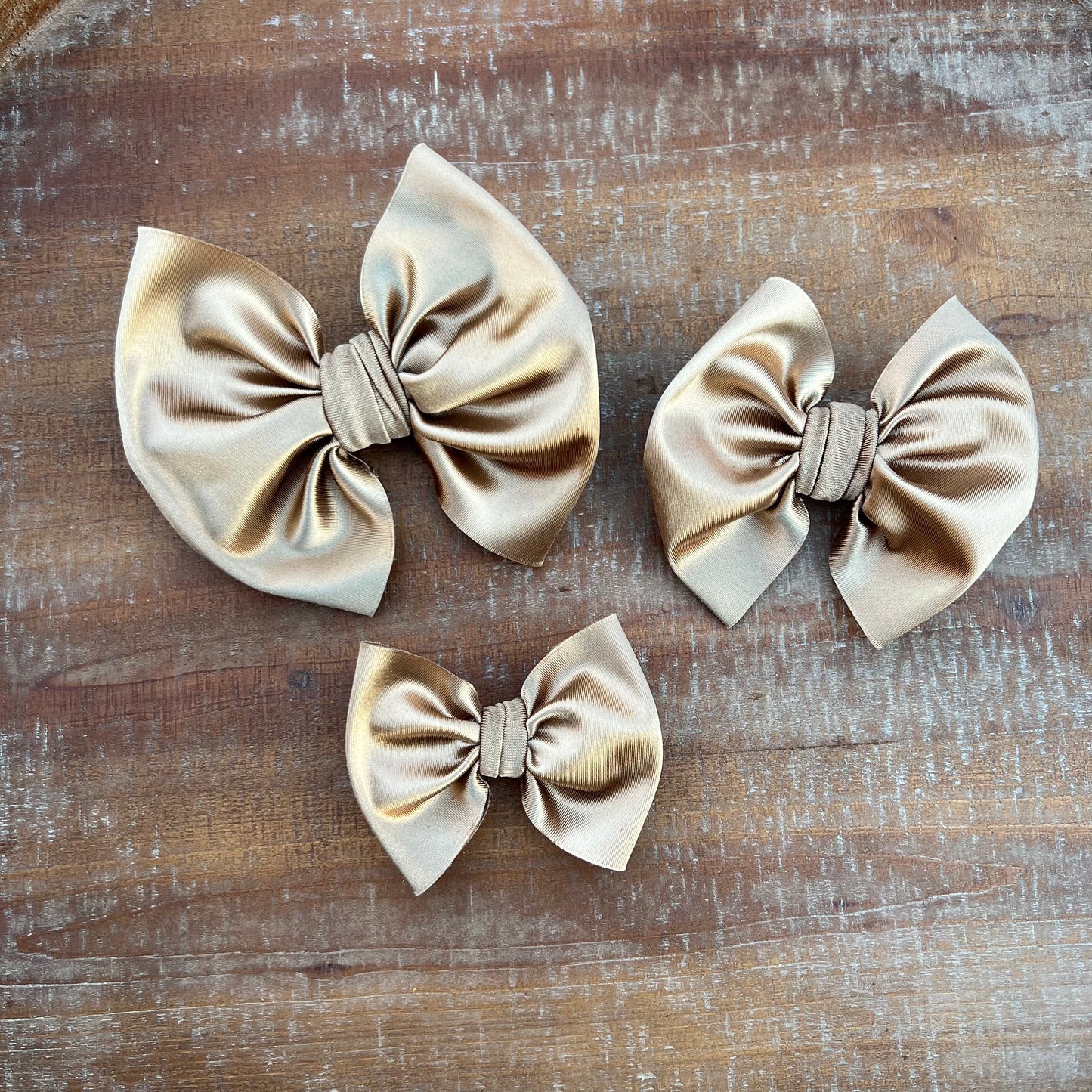 Champagne Pearl Satin Bows