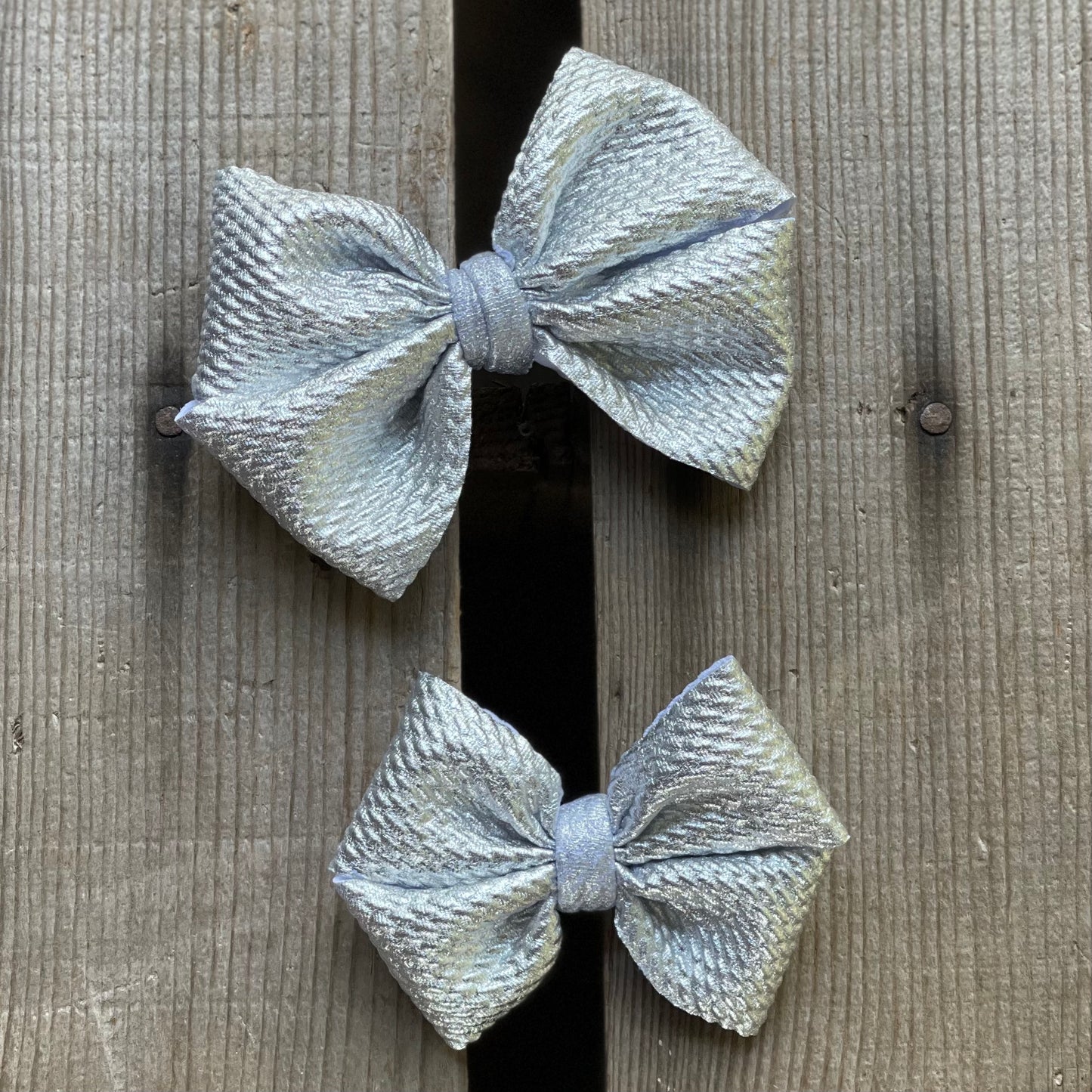 Shiny Silver Pleather Pinwheel