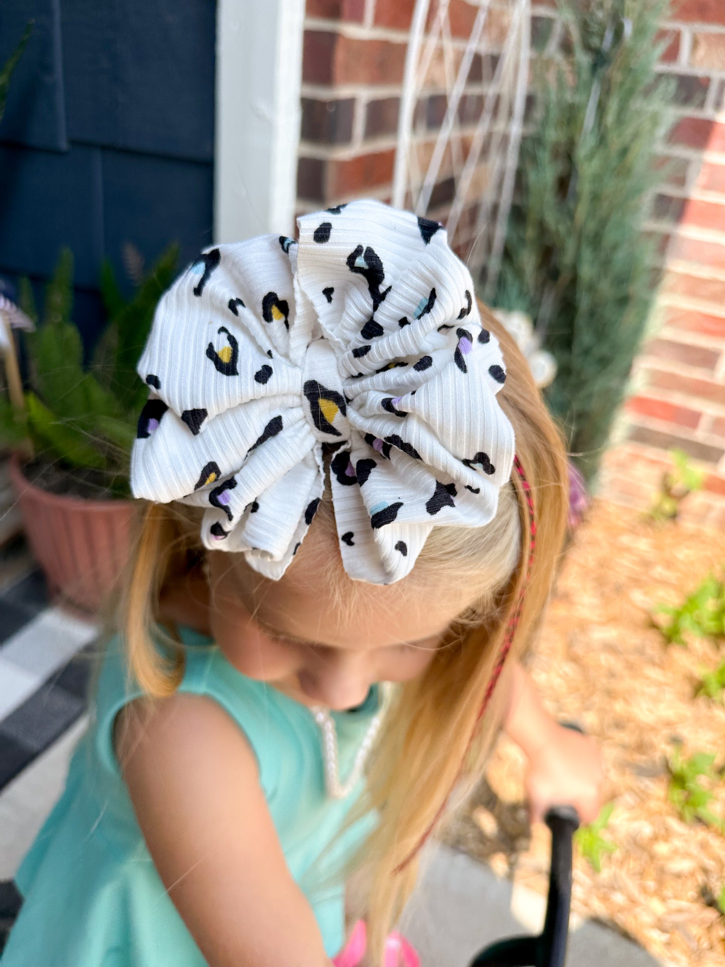 Pastel Leopard Ribbed Messy Bows