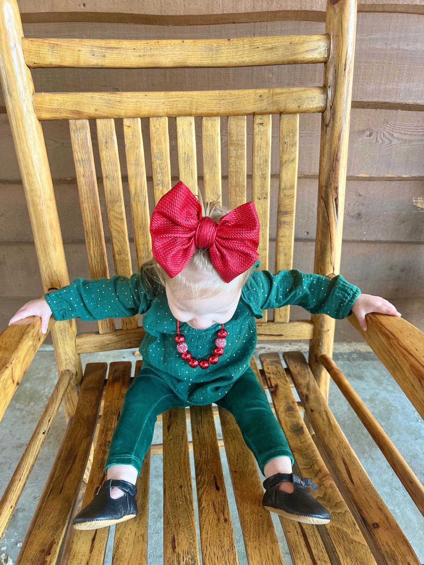Shiny Red Pleather Bows