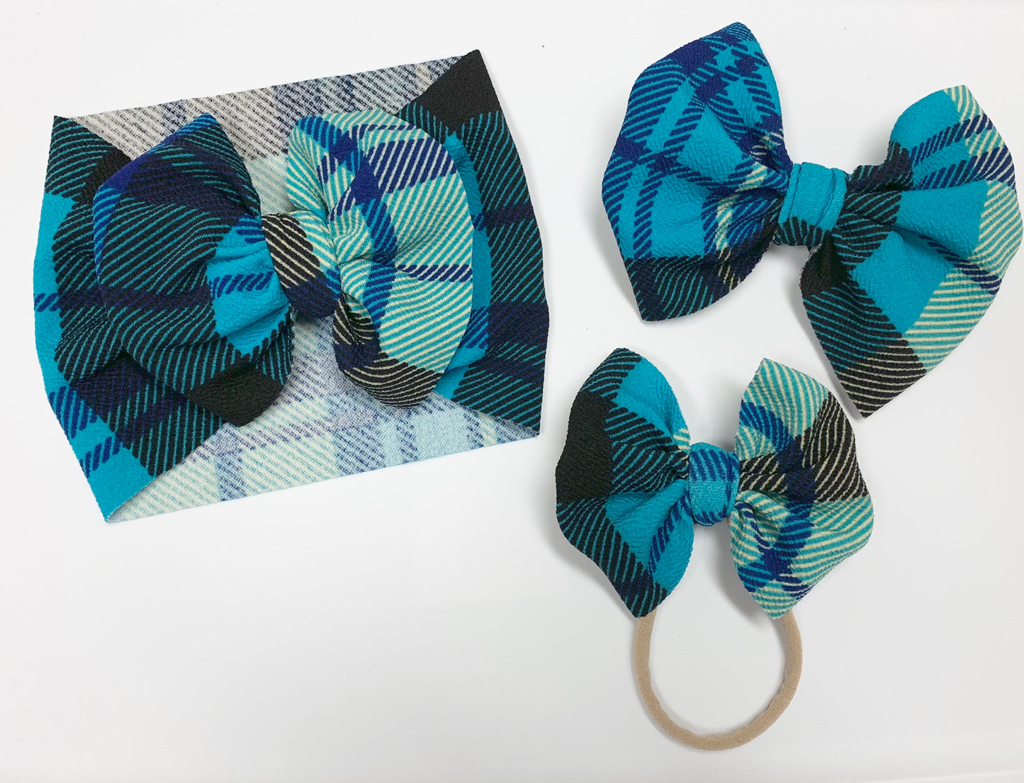 Ocean Blue Plaid Headwrap
