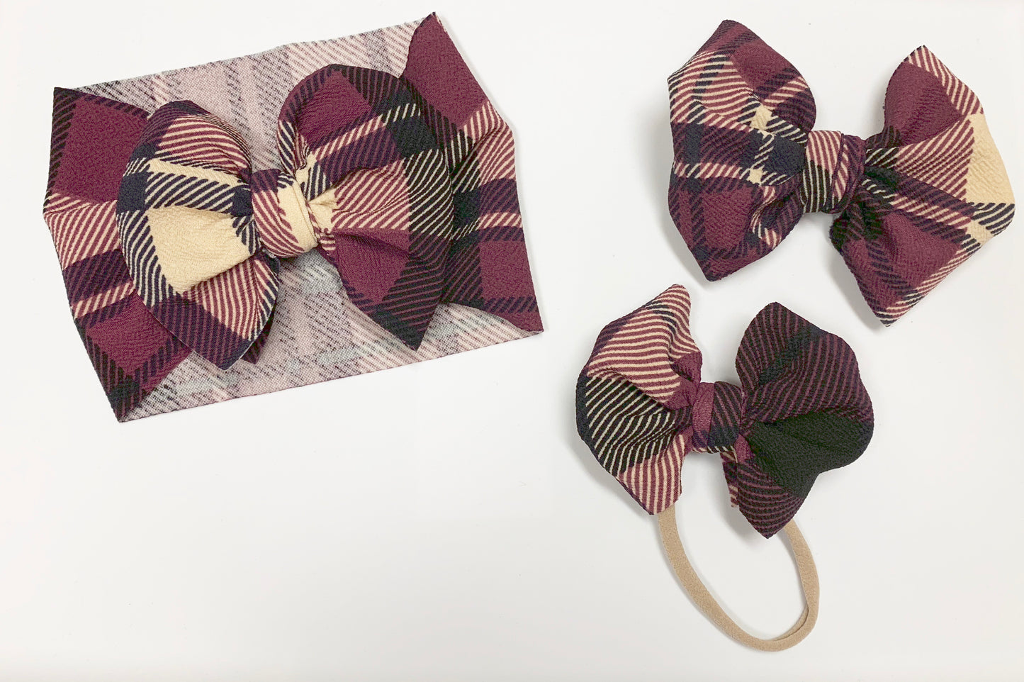 Plum & Cream Plaid Bows
