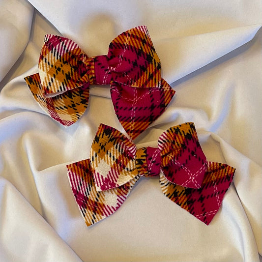 Magenta & Mustard Plaid Pigtails