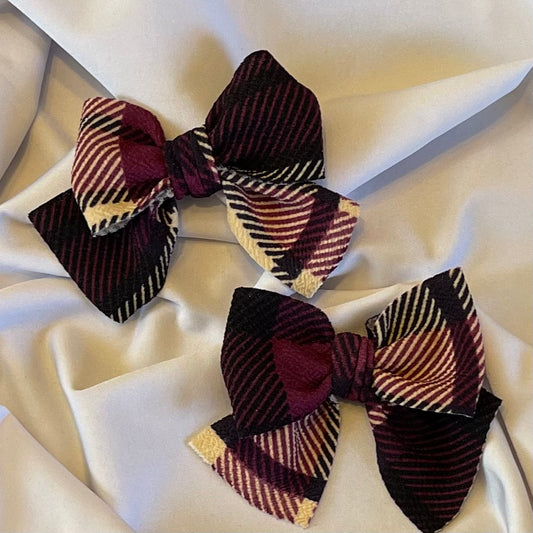 Plum & Cream Plaid Pigtails