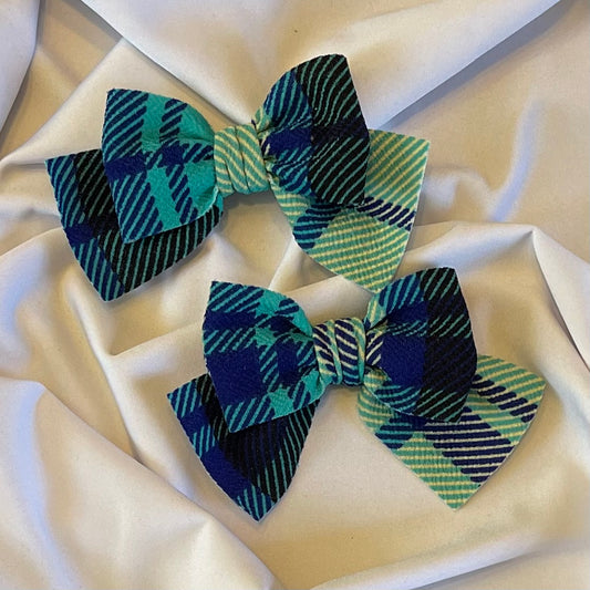 Ocean Plaid Pigtails