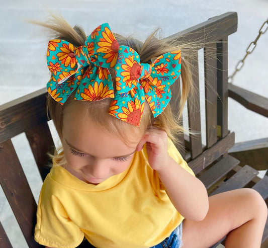 Turquoise Sunflower Pigtails