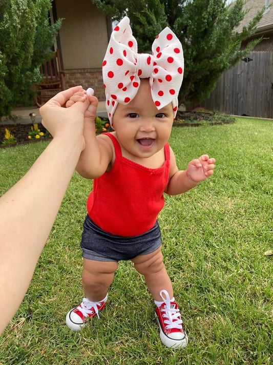 White w/Red Polka Dots Headwrap