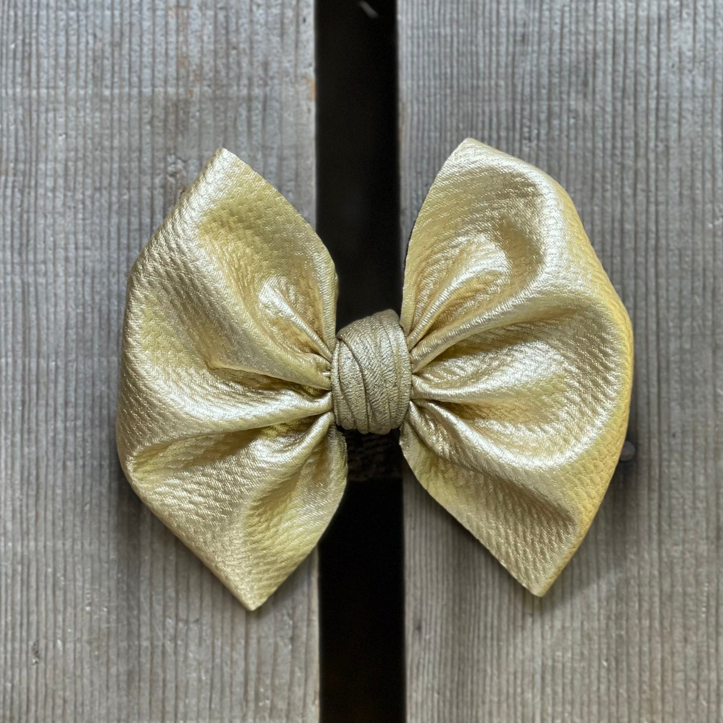 Shiny Gold Pleather Bows