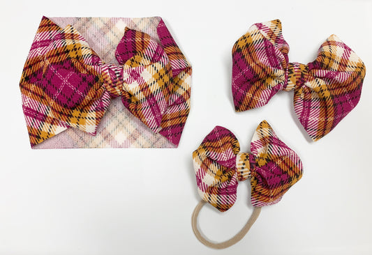 Magenta/Mustard Plaid Headwrap